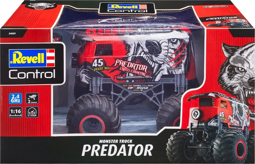 RC Monster Truck PREDATOR - Véhicule Télécommandé Tout-Terrain 1/12
