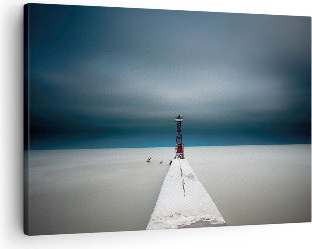 Bild auf Leinwand - Leinwandbild - Einteilig - Turm Strand Himmel - 70x50cm - Wand Bild - Wanddeko - Wandbilder - Leinwanddruck - Bilder - Wanddeko...