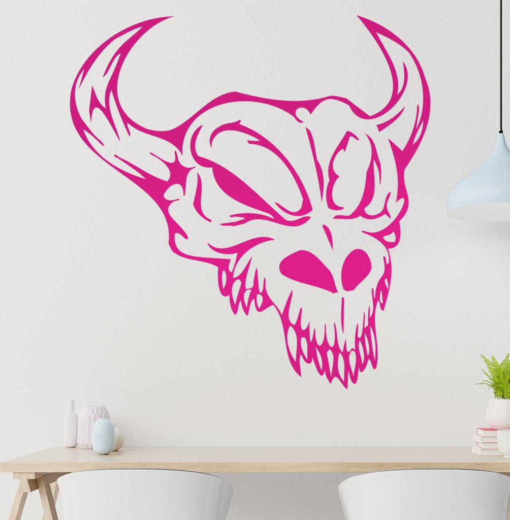 Western Schädel Wandtattoo in 6 Größen - Wandaufkleber Wall Sticker - Dekoration, Küche, Wohnzimmer, Schlafzimmer, Badezimmer