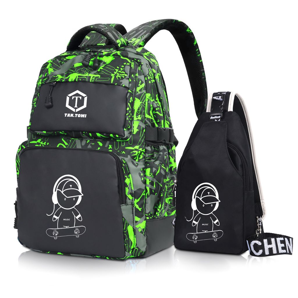 Mofut Schulrucksäcke, 2 Stück Rucksack Anime Leuchtender Produktbild 1
