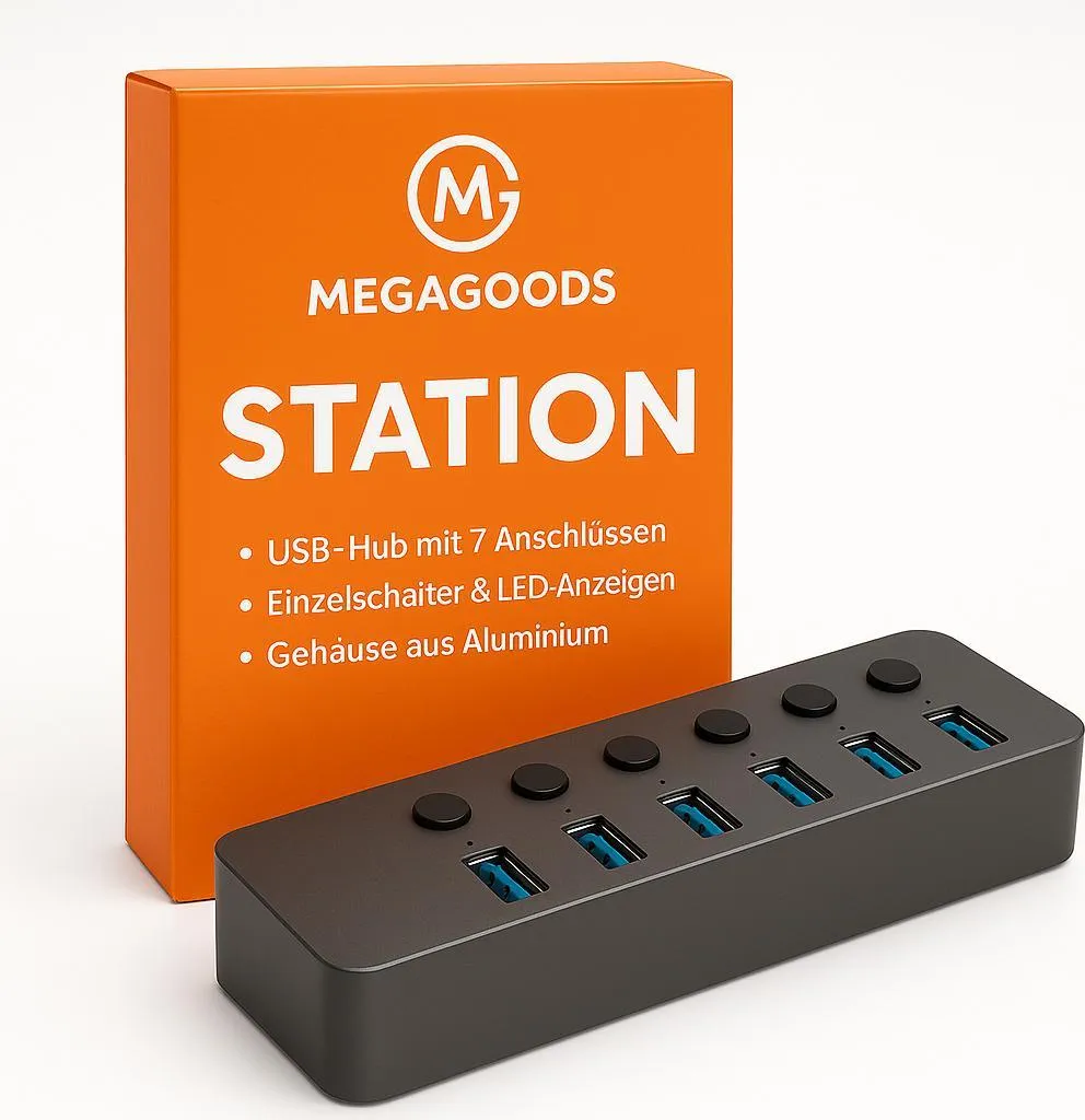 Hub USB 3.0 Blueendless 7 Ports en Aluminium avec Alimentation Secteur