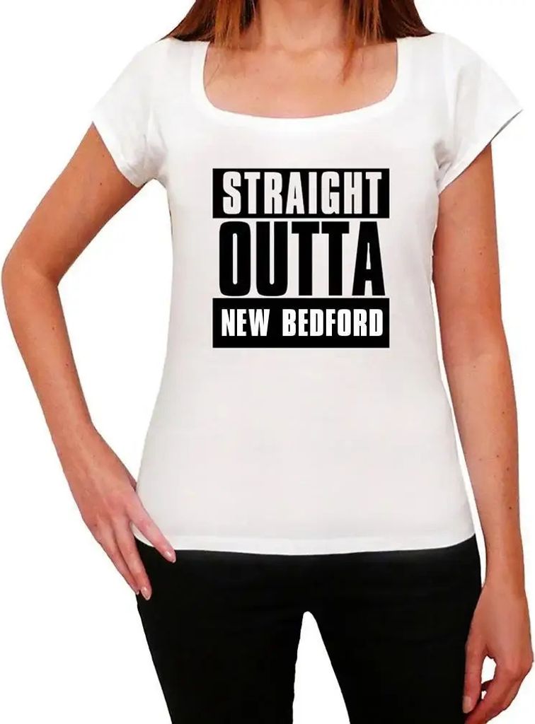 Damen Grafik T-Shirt Direkt aus New Bedford – Straight Outta New Bedford – Öko-Verantwortlich Vintage Jahrgang Kurzarm Lustige Druck Geburtstag