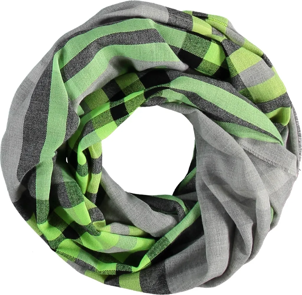 FRAAS Sciarpa ad Anello Plaid Silver - Lo Snood Trendy Verde Multicolor