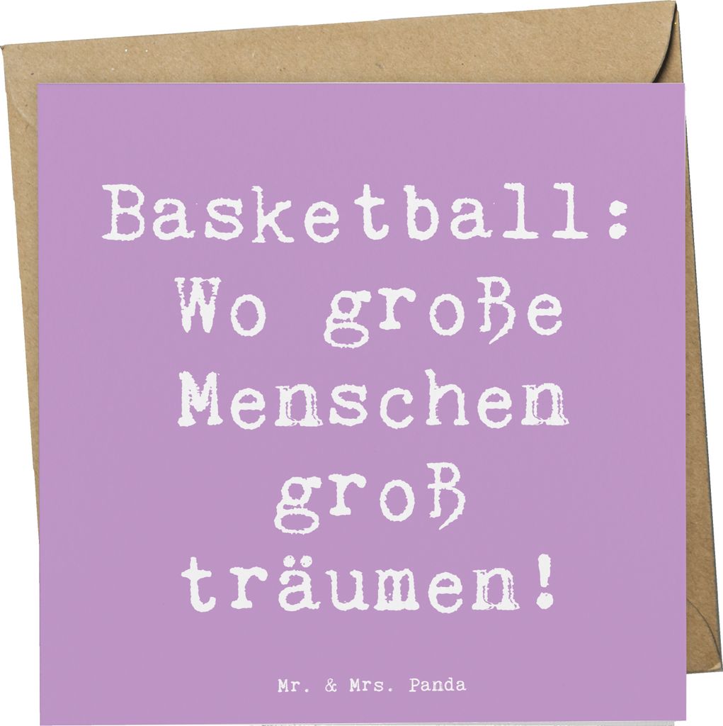 Mr. & Mrs. Panda Glückwunschkarte Spruch Basketball Träume - Lavendeltraum - Geschenk, Sportart, Sport, Korbball, Grußkarte, anlasskarte, Deutsc...