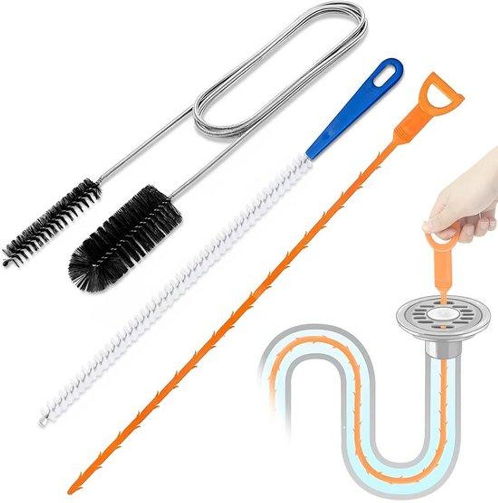 Set aus drei vielseitigen Reinigungsbürsten für Abwasser und Kanalreinigung