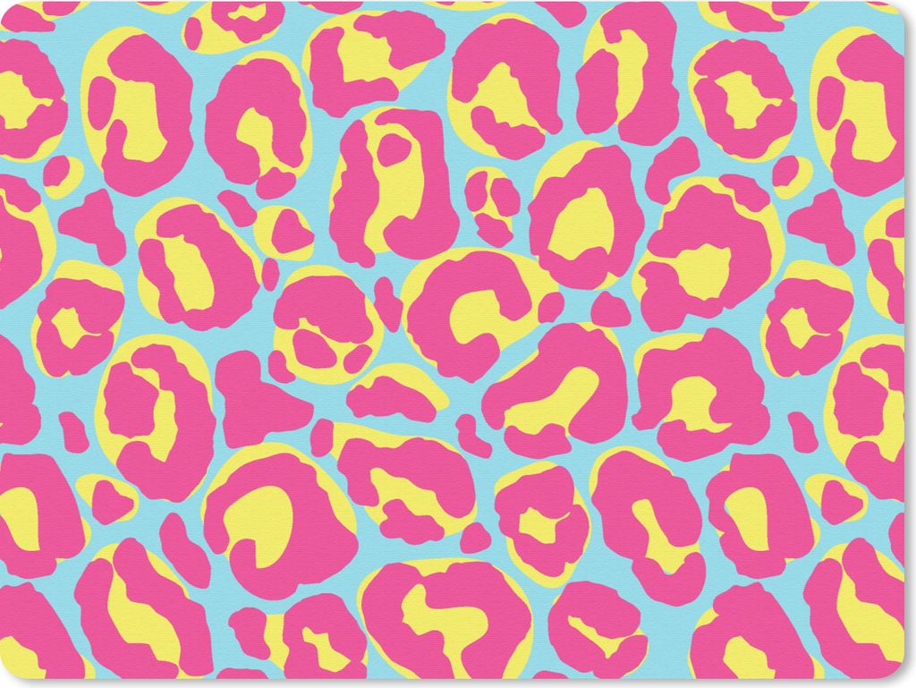 MuchoWow Mauspad Mousepad Pantherdruck - Rosa - Gelb - Muster 23x19 cm - Mousepads - Maus Mat - Pad - Mausunterlage - Schreibtischunterlage - Mau...