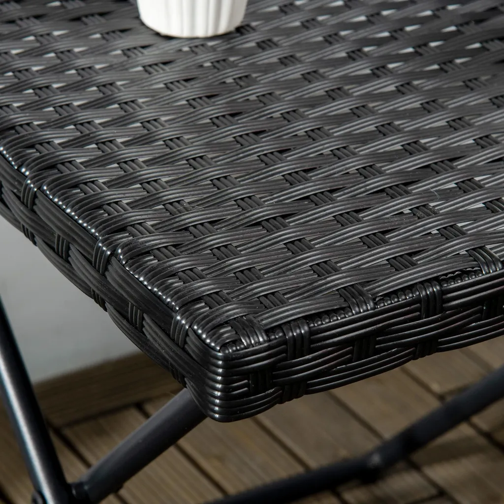 Table de balcon pliante gain de place, support café extérieur aspect rotin - 9