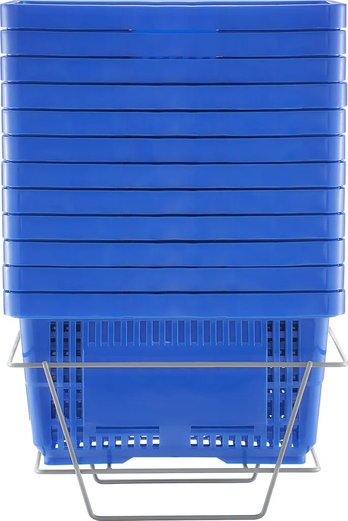 SucceBuy Lot de 12 Paniers de Courses de 24L en Plastique Bleu Robuste