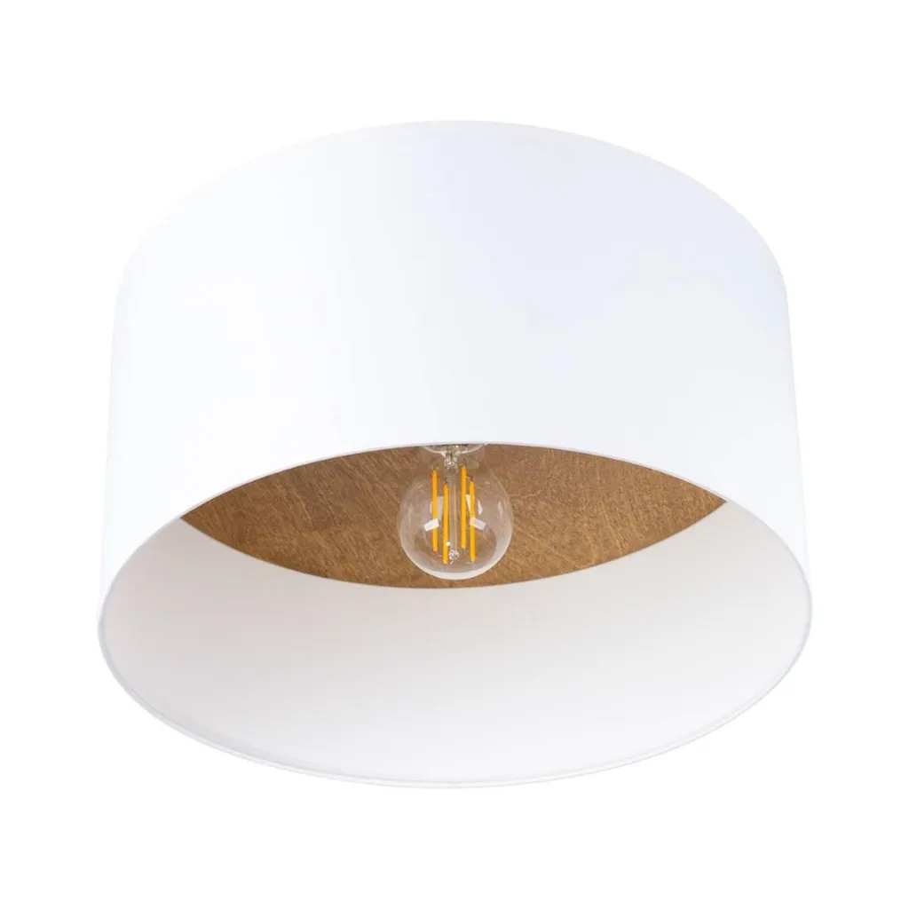 Plafonnier de salon moderne TELESTO blanc/bois 35cm pour ambiance zen