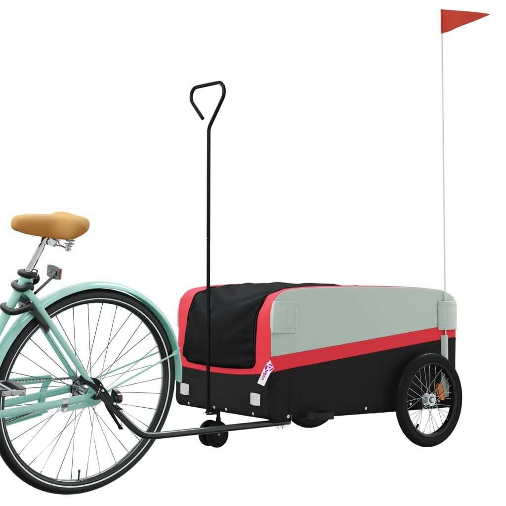 Eleganter Möbel Fahrradanhänger Schwarz und Rot 45 kg Eisen - CJG144005 - Fahrradanhänger