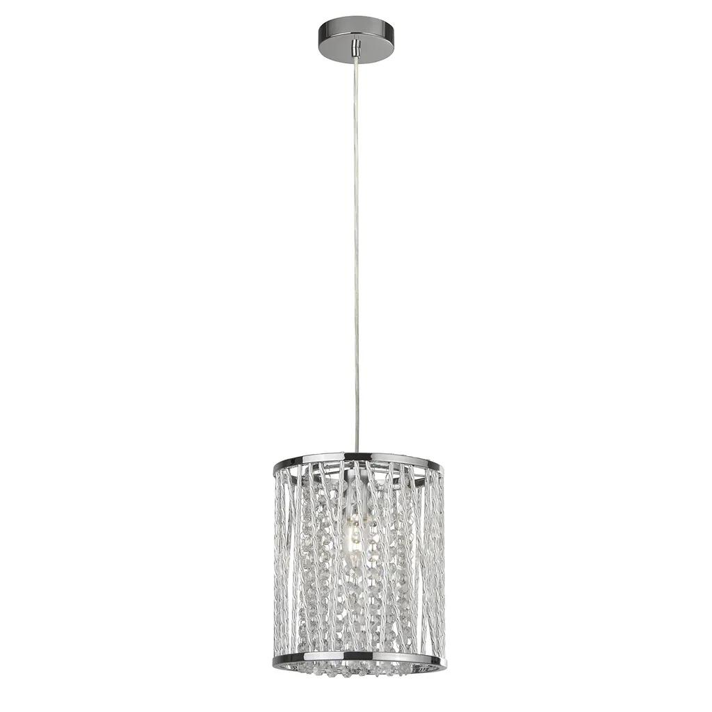Sospensione ELISE Luce Cristallo | Lampadario Cromo Alluminio 145cm