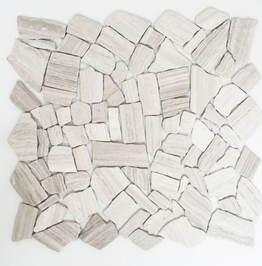 Mosaik Fliese Marmor Naturstein Bruch Ciot Grau Streifen MOS44-0202