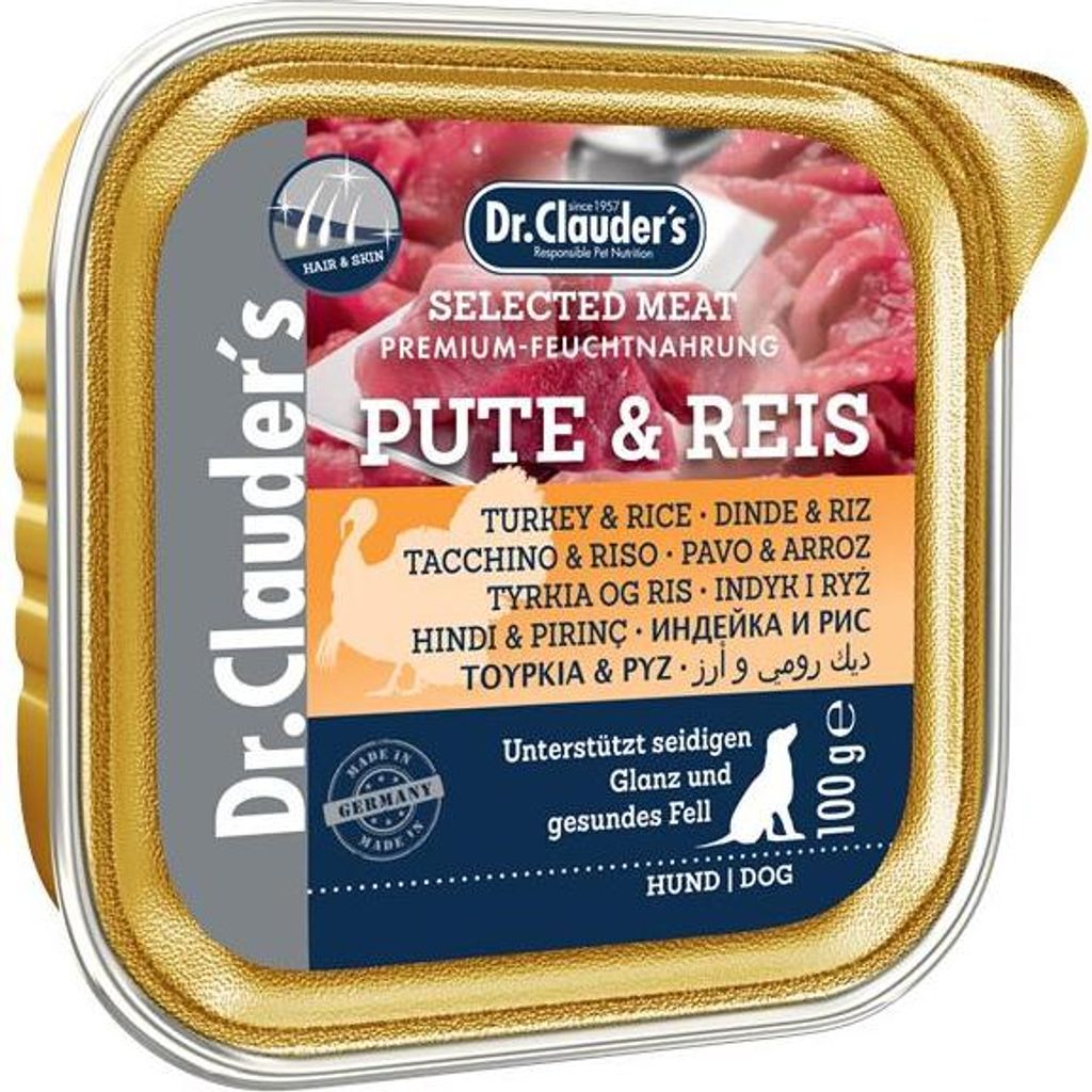 Dr. Clauder's Best Choice Selected Meat Schale 30x100g | Pute & Reis