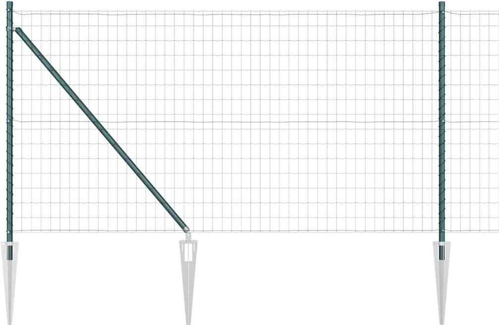 vidaXL Zaun mit Pfosten Grün 1 x 25 m Stahl und PVC