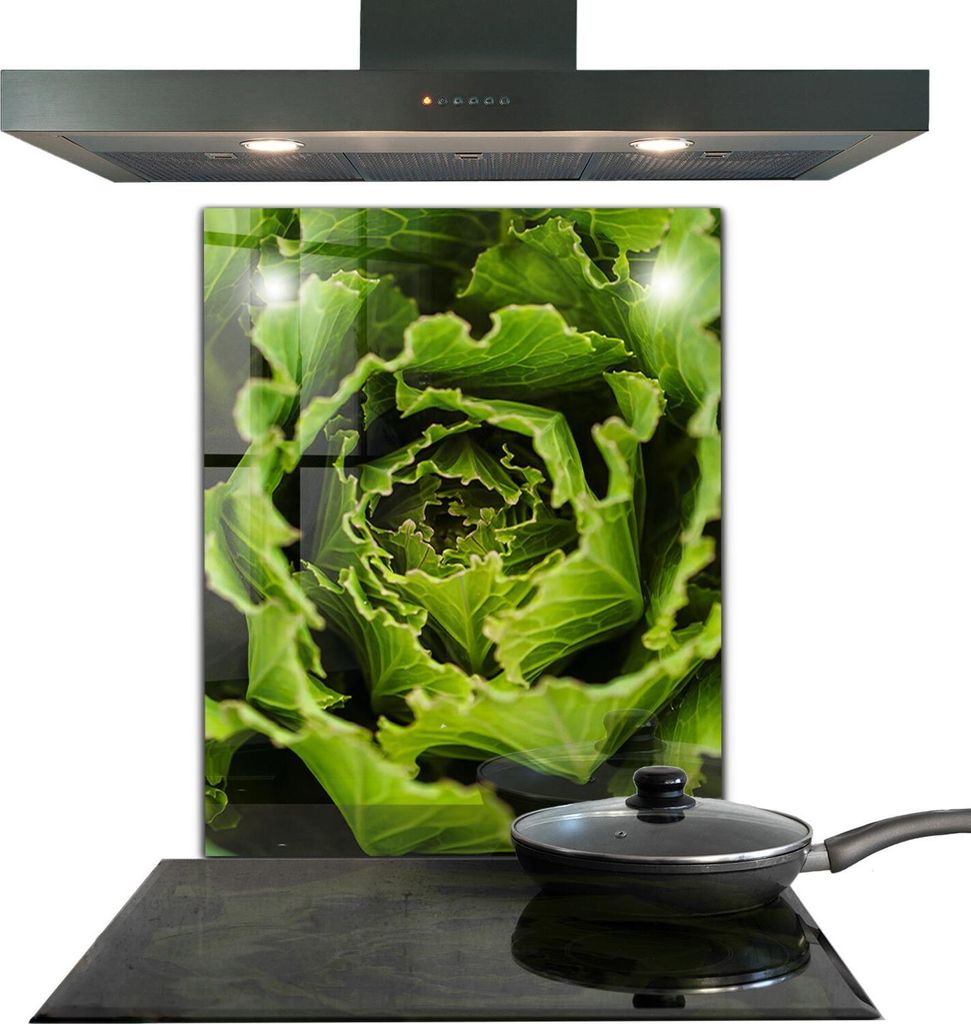 Spritzschutz aus Glas Küchenrückwand - Wandschutz für Herd und Spüle - 60x80 cm - Kohlblätter Blume