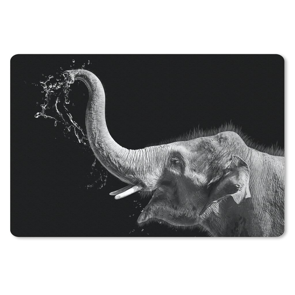 MuchoWow Schreibtischunterlage Porträt - Elefant - Tiere - Schwarz und weiß 60x40 cm - XXL Mauspad - Großes Mauspad
