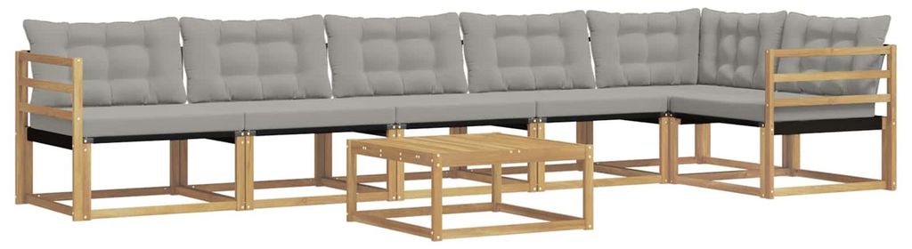 vidaXL Outdoor-Sofagarnitur 7 pcs Weiß und Hellgrau 79 x 79 x 37 cm