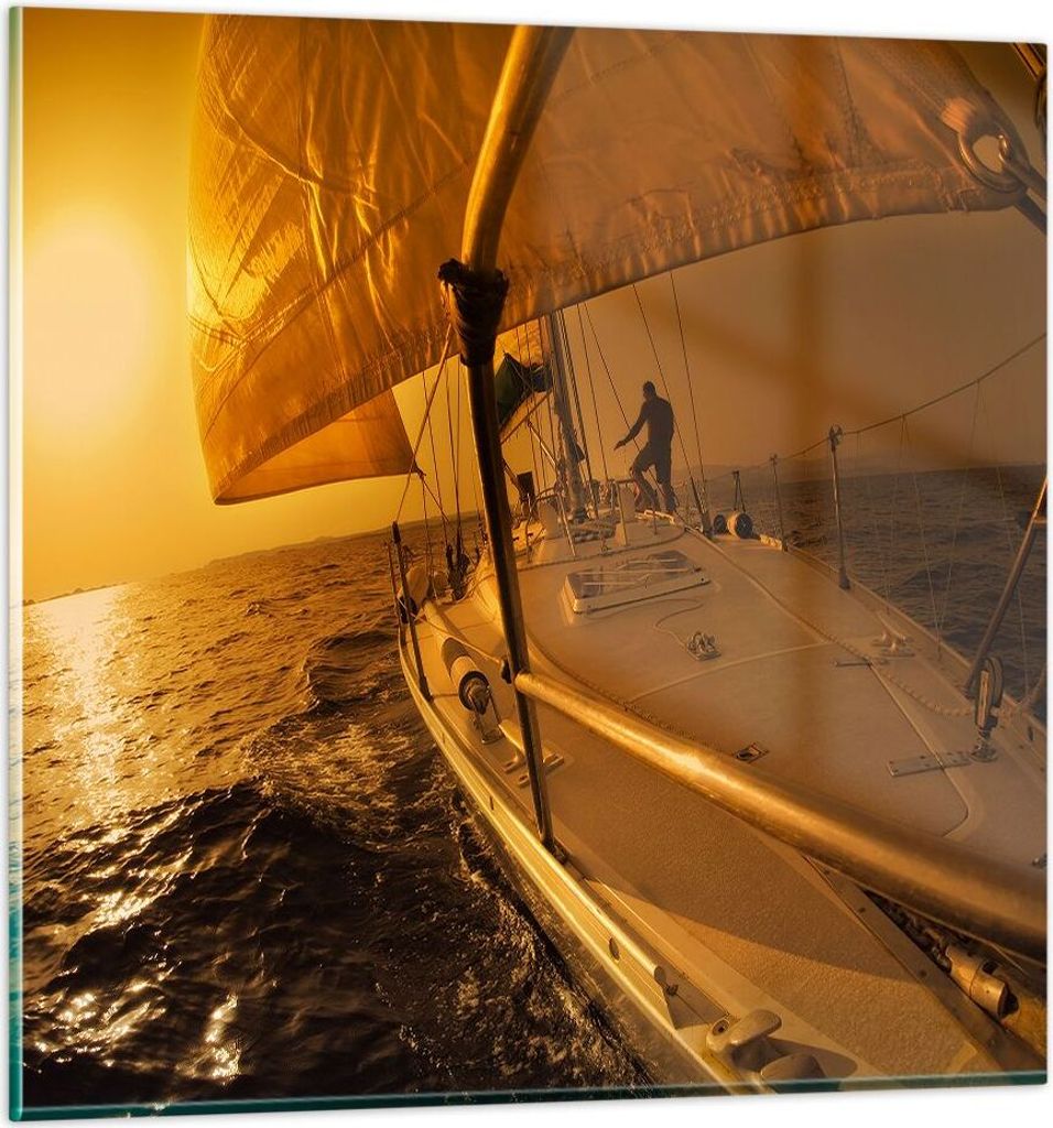 Bilder auf glas - Ozean Segelboot Yacht - 70x70cm - Glasbilder - Wandbilder - Kunstdruck - zum Aufhängen bereit - Wanddekoration aus Glas - Glas B...