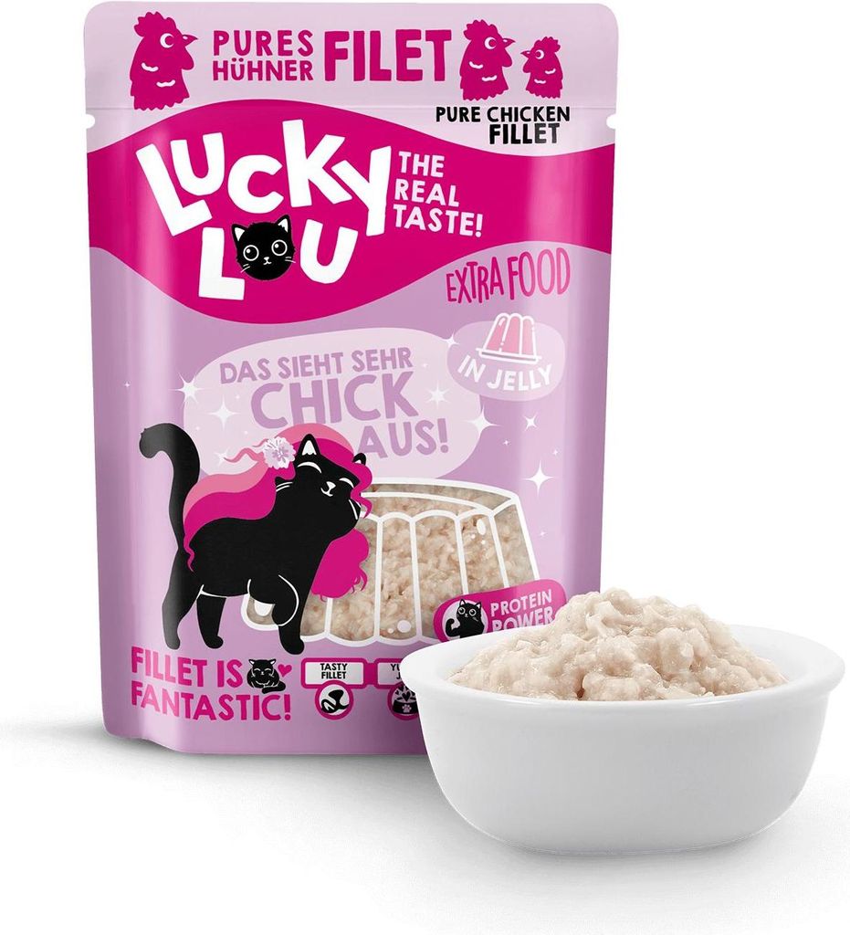 Lucky Lou Extrafood Hühnerfilet in Gelee Katzenfutter Katzennassfutter Ergänzungsfutter