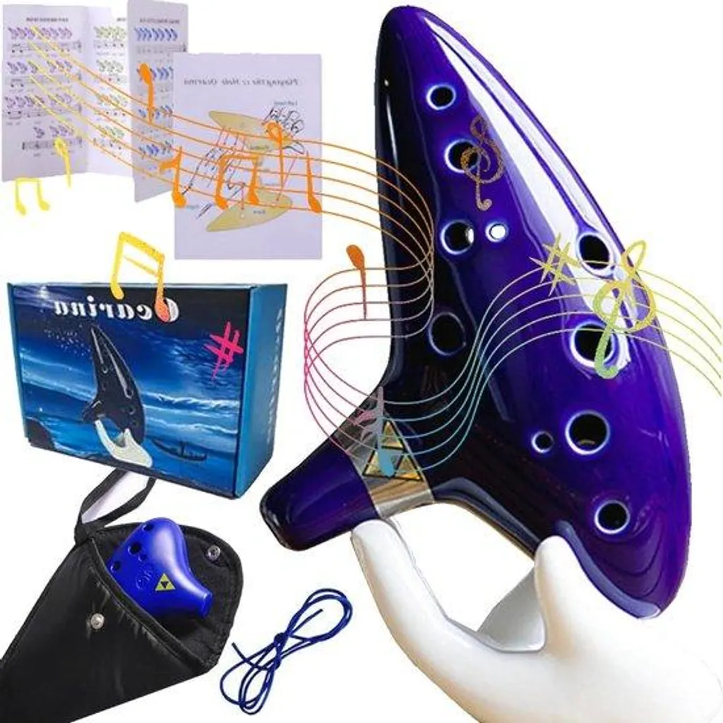 Kit Initiation Ocarina Alto C Bleu pour Apprendre la Flûte avec Livre