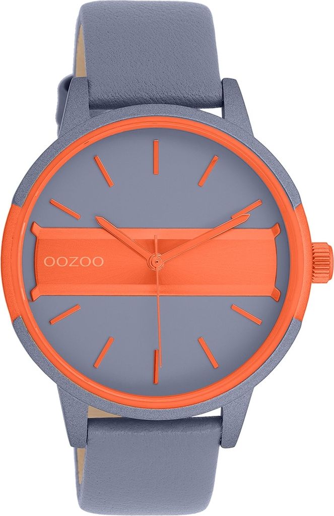 Oozoo Armbanduhr dunkelgrau Leder Timepieces Damen Analog-Quarzuhr UOC11459