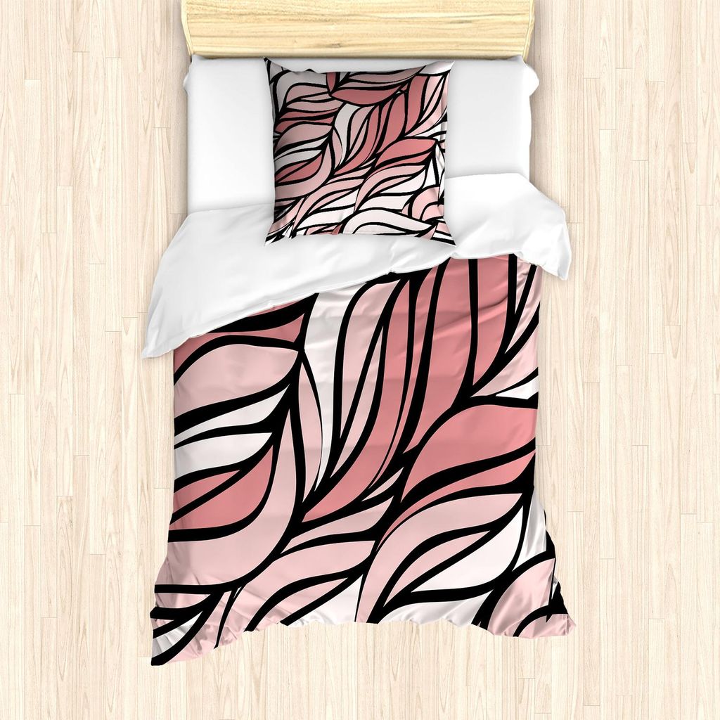 ABAKUHAUS Koralle Bettbezug Set, Digital Curving Mix Twisted Formen mit Tangled Lines knorrigen Farbe Illustration Bild drucken, 135 x 200 cm + 80 ...