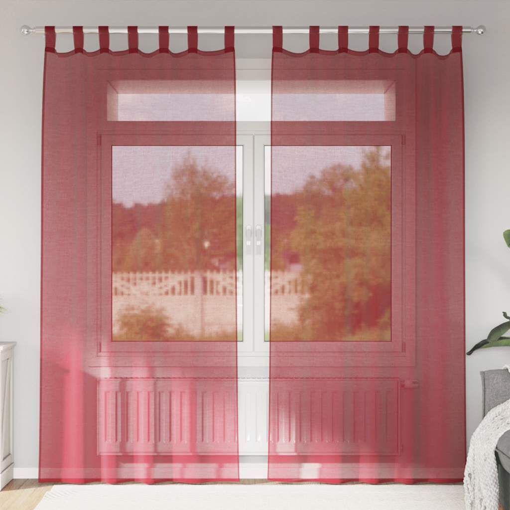 "SALE 2026"Vorhänge/Gardinen - Voile Vorhänge mit Stangentaschen 2er set - modernes Design - für Wohnzimmer Schlafzimmer - Weinrot Promotion7283...