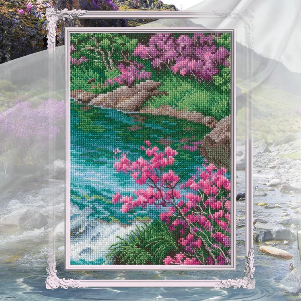 Point de Croix Fleurs pour Tableau Déco - Kit DIY Broderie Main - 2