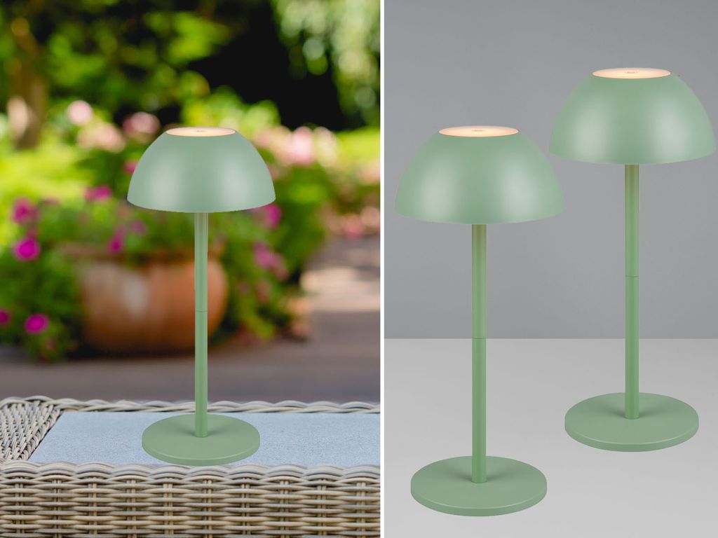 2er SET Akku LED Outdoor Touch Tischlampen ohne Kabel in Grün - 30cm klein