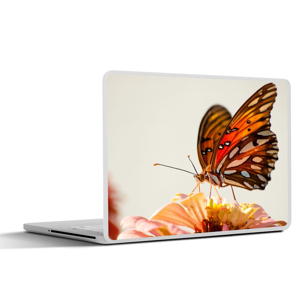 MuchoWow Laptop Aufkleber Sticker Cover Schmetterling - Orange - Blume - Insekten 30x22 cm - Laptop-Sticker