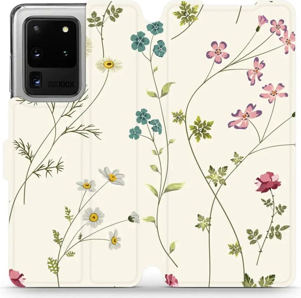 Handyhülle mit klappe für Galaxy S20 Ultra, Mobiwear Book, Feldblumen