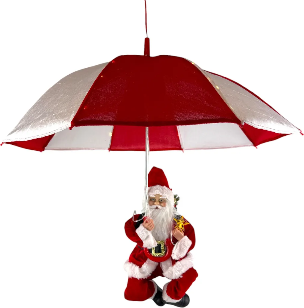 Suspension de Noël Père Noël Lumineux XXL Santabrella 70x50 cm Rouge