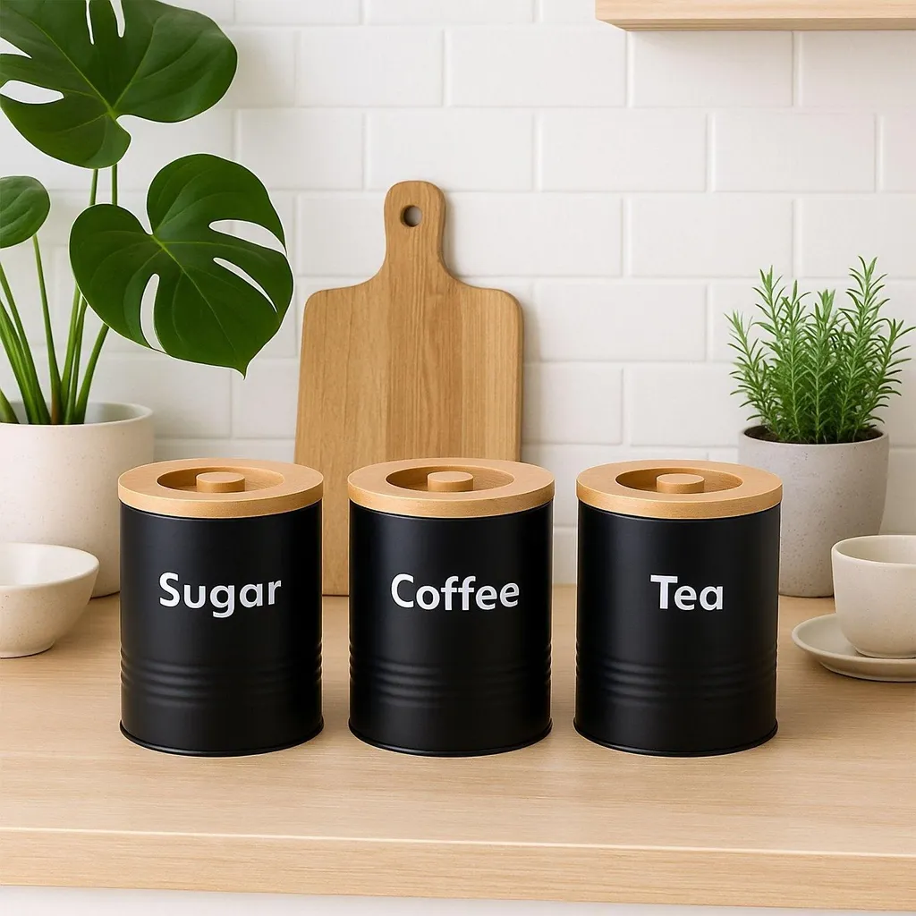 Set Contenitori Cucina Eco-Friendly Metallo e Bambù - Zero Plastica