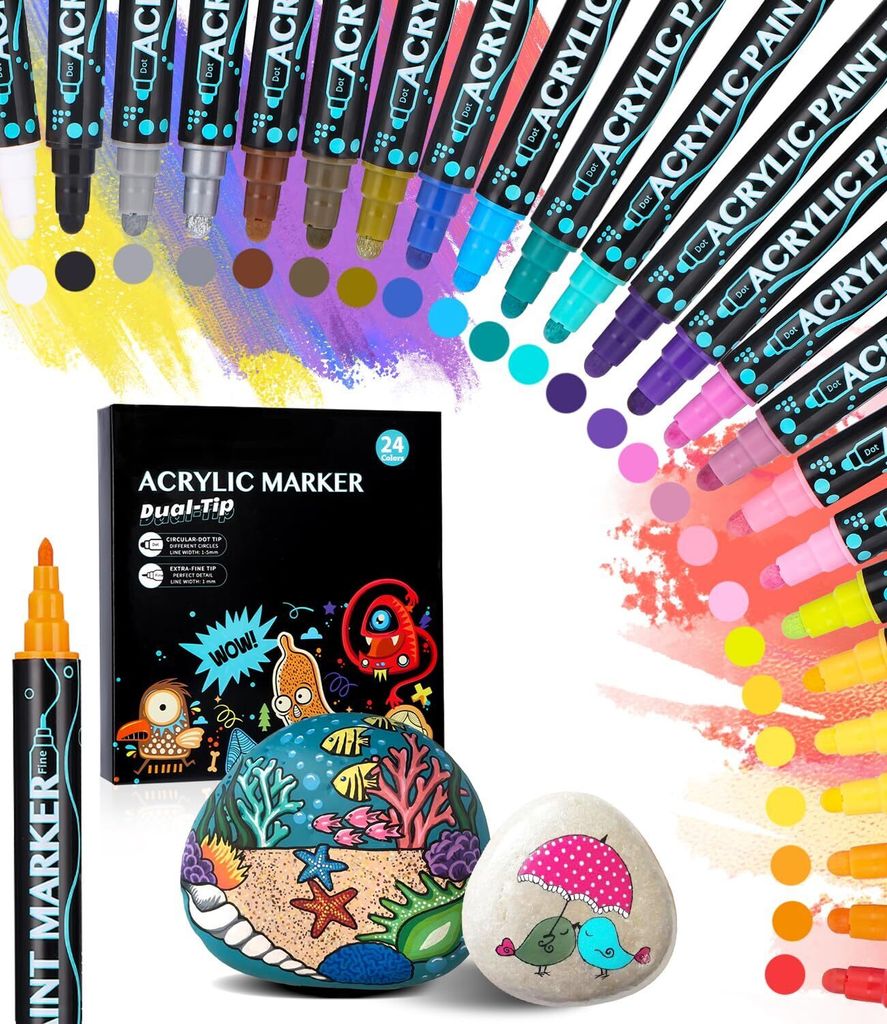 Wasserfester Acryl-Steinstift, Acryl-Farbstift, Doppelkopf, Produktbild 