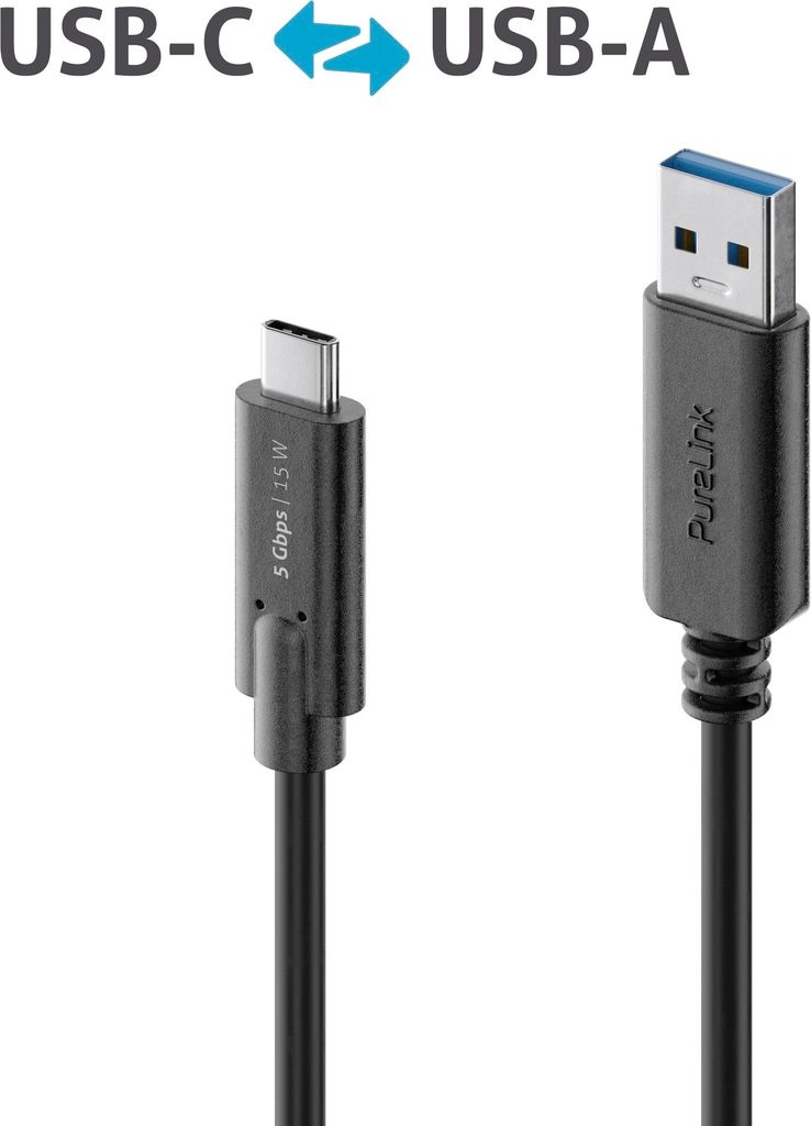 Purelink IS2601-015 USB-C auf USB-A Kabel 1,5m schwarz