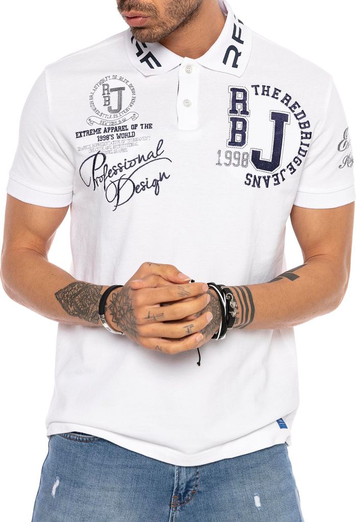 Red Bridge Herren Professionel Design Poloshirts Polo- T-Shirt Weiß S
