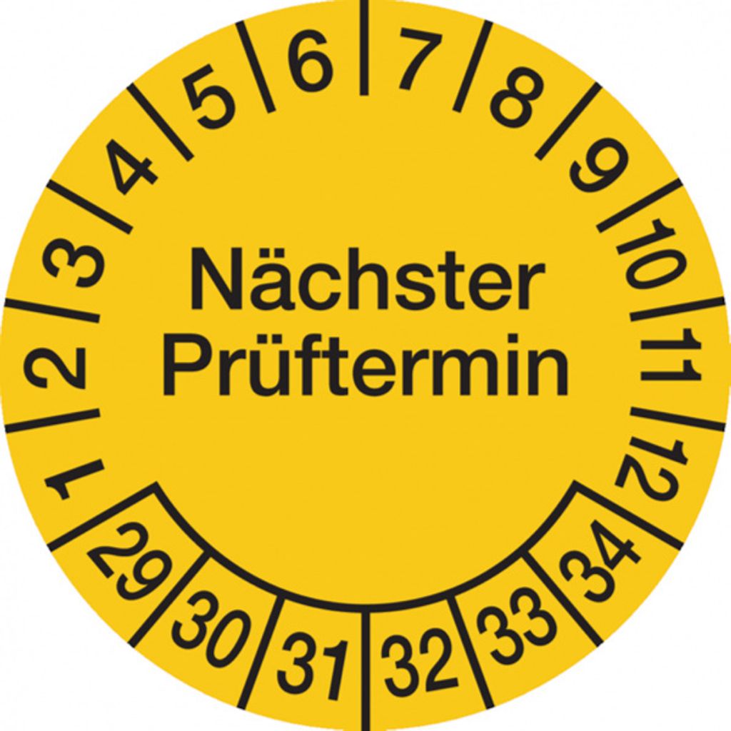 Dreifke Prüfplakette Nächster Prüftermin ab 29 gelb/schwarz - 30 mm Folie se...