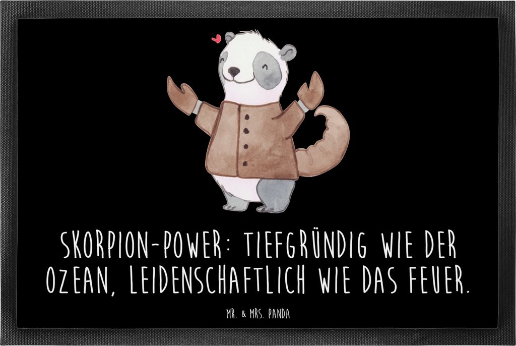 Mr. & Mrs. Panda fußmatte Skorpion Astrologie 60 x 90 cm - Schwarz - Geschenk, Sternzeichen, Türmatte, Schmutzfangmatte, Schmutzfänger, Tierkrei...