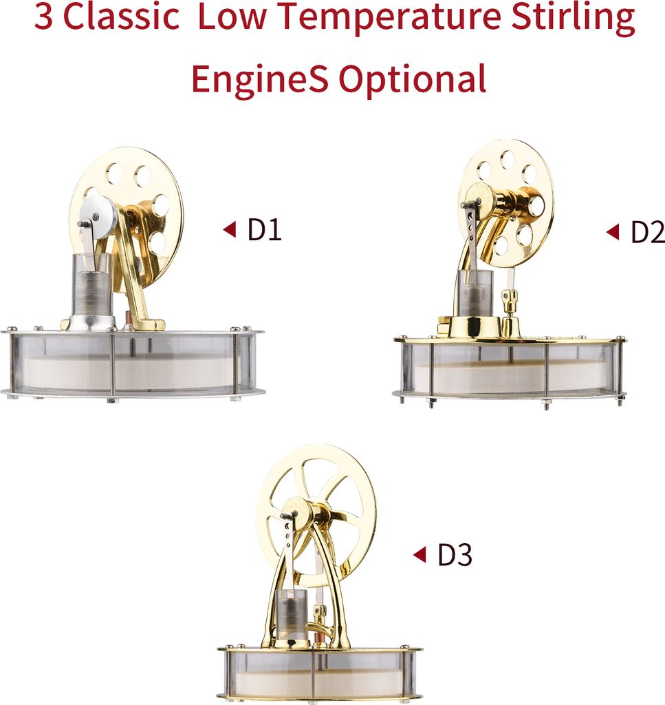 Niedrige Temperatur Stirlingmotor Zusammengebauter Stromgenerator Wärme Experiment Physikalischer Generator Modell mit Schwungrad Design Wissensch...