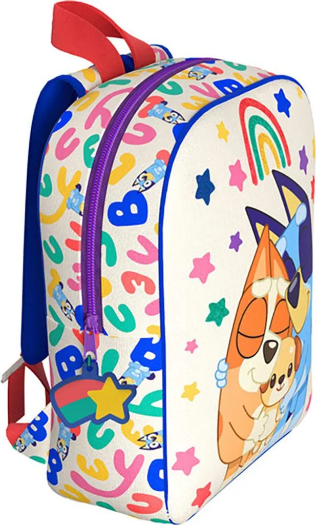 Zaino Asilo Bluey 30cm Rainbow - Resistente e Facile da Pulire - 4