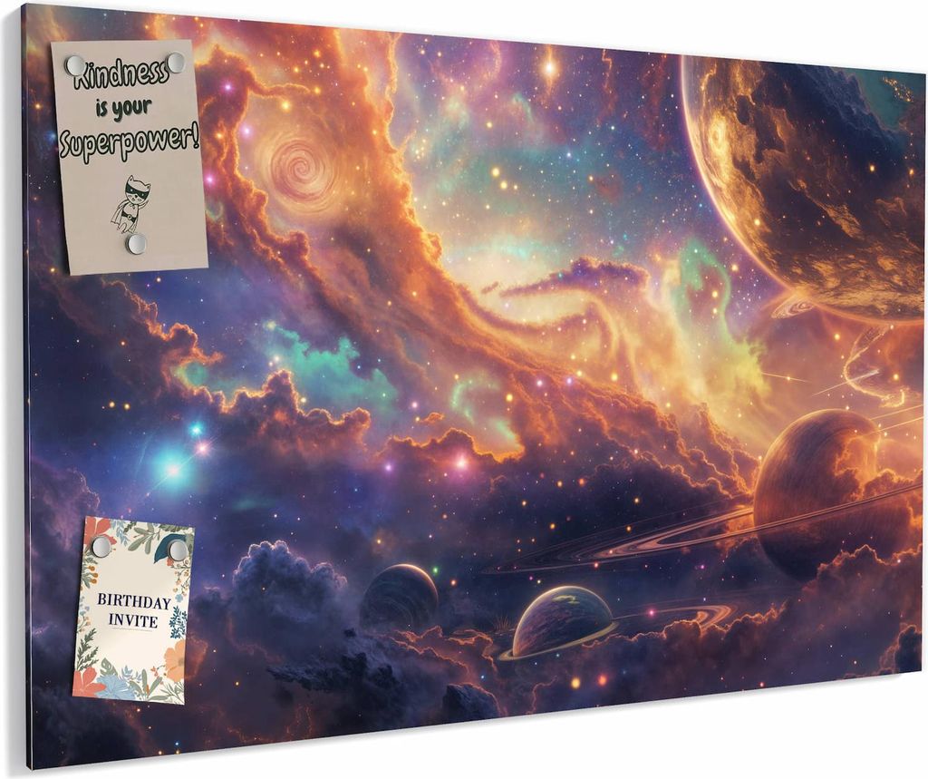 Magnettafel 90x60cm magnetisch & beschreibbar Metall-Board - Galaxie Fantasy
