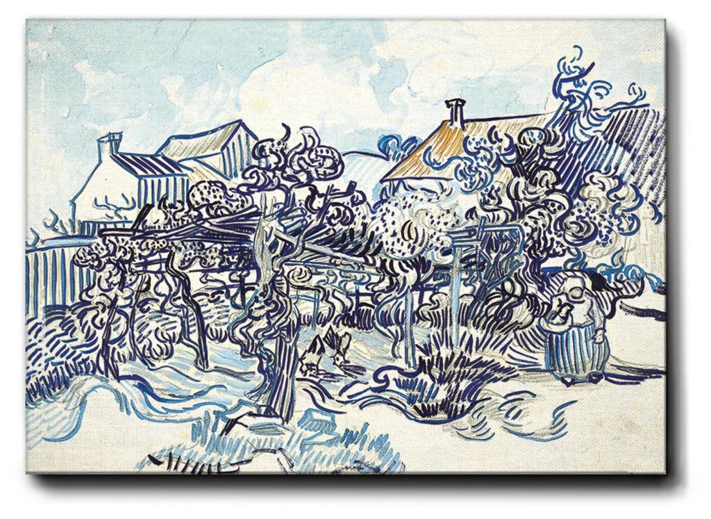 Giallobus - Alter Weinberg mit Bäuerin - Vincent Van Gogh - 100L x 70B cm - Bild - Premium Loom Canvas mit hoher Dicke