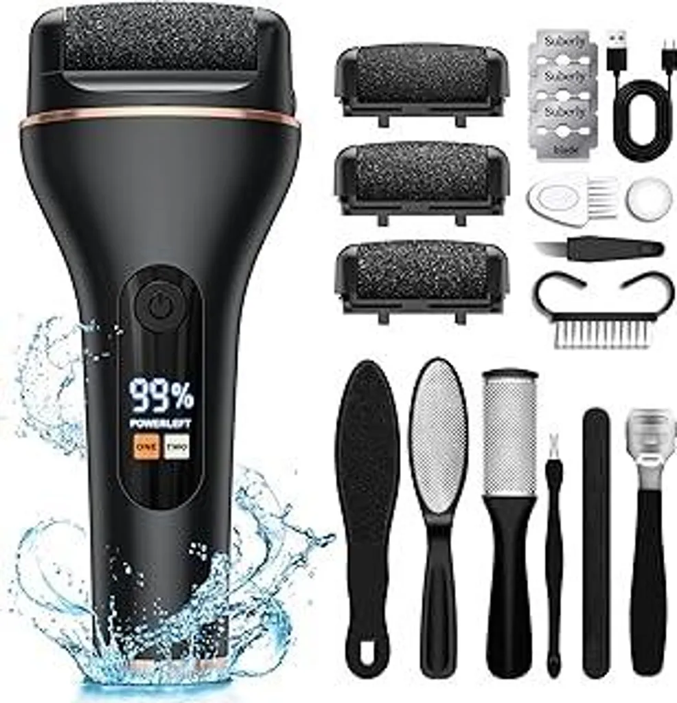Rimuovi calli elettrico - Rimuovi calli piedi elettrico - Raschietto per calli elettrico piedi con 2 marce, IPX7 impermeabile Callus Remover per talloni screpolati, rimuove calli e pelle morta