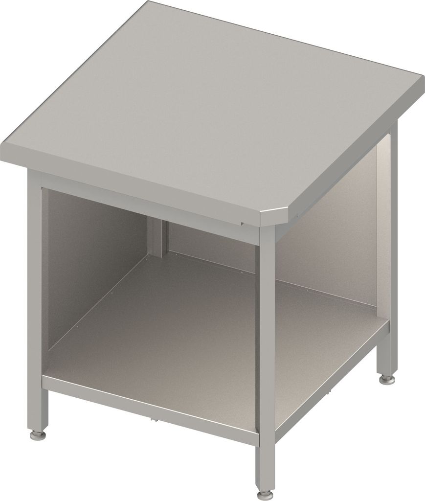 Eckmodul 90° "Free Flow" mit offenem Unterschrank 785x785x880 mm, Edelstahldeckplatte