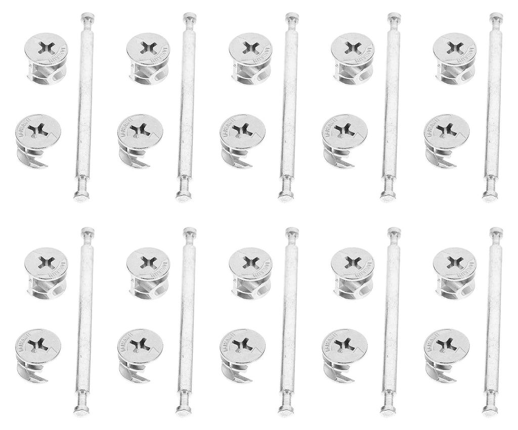 20 Möbelverbinder Doppelstangenverbinder 48/84mm Metall Befestigungsschrauben Nockenschlossbeschläge für Schubladen und Kleiderschränke