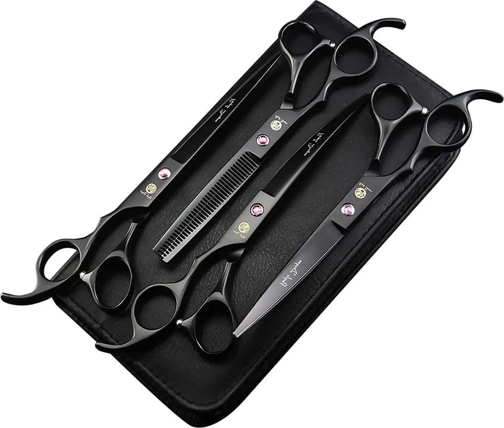 Ciseaux chiens 7 pouces en acier japonais - Set de 4 pièces Premium