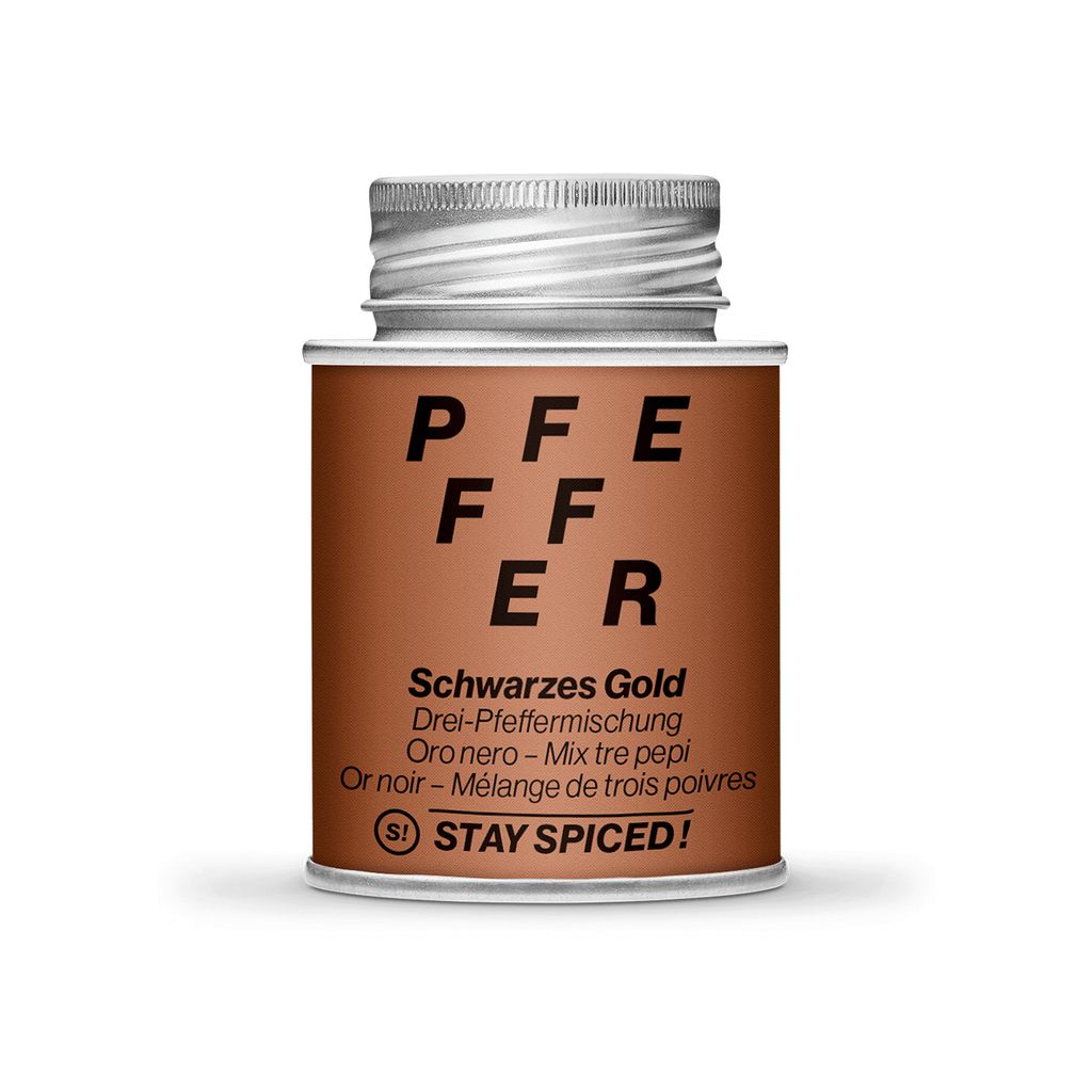 STAY SPICED Pfeffermischung Schwarzes Gold I fein geschrotete, einzigartige Pfeffermischung I Ohne Zusatzstoffe | Füllgewicht 70g