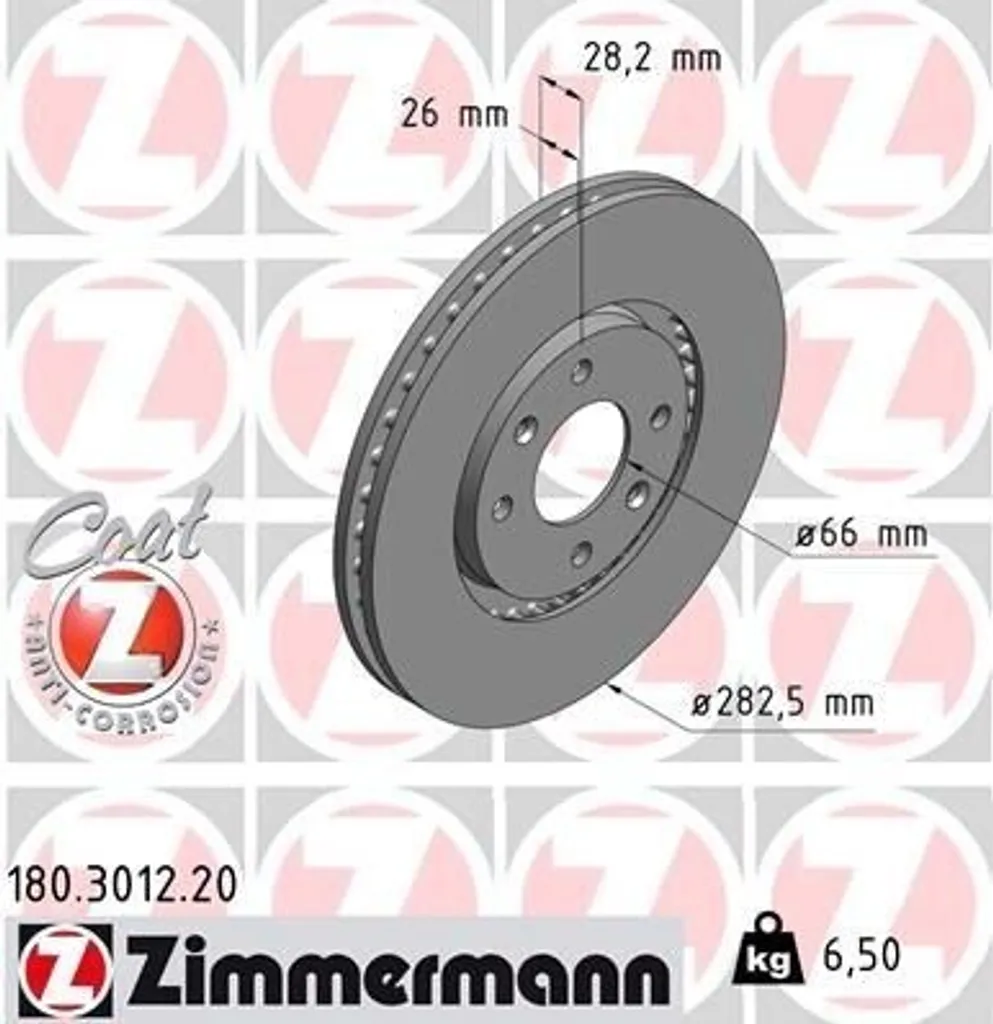 Disque de frein arrière pour 406 - Zimmermann 180.3012.20 Haute Qualité