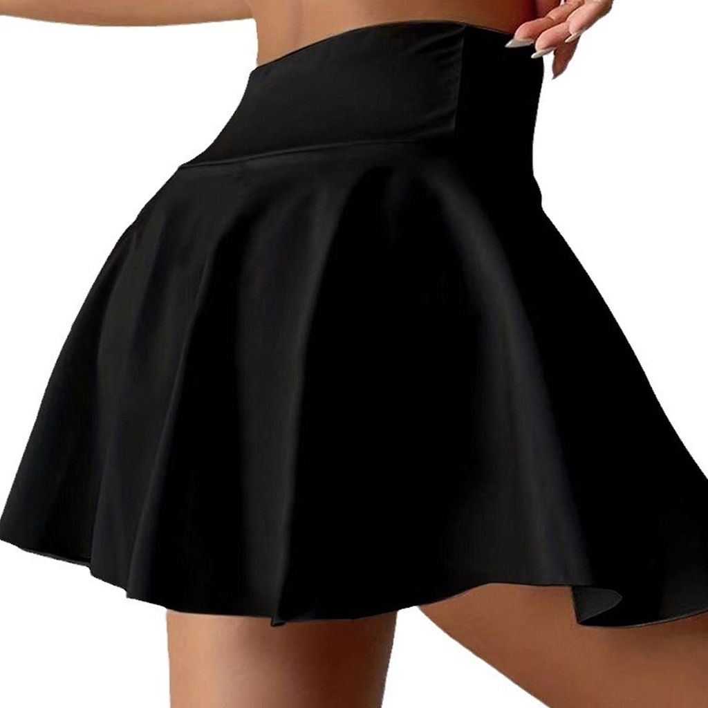 Shorts Damen Sommer Sport Shorts, Hohe Taille Tennis Skort, Golfröcke Faltenrock Plisseerock mit Innenhose, Vielseitige Dehnbaren Hohe Taille A-Li...