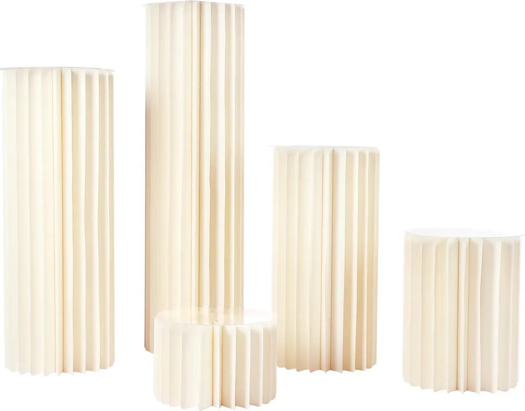 Présentoir à fleurs cylindrique blanc en carton pliable pour événement 5pcs